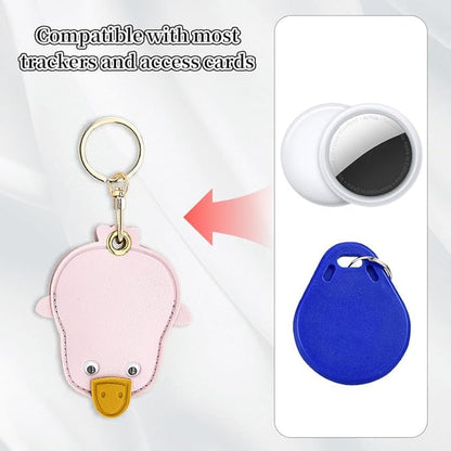 Leather Keychain Case Holder Compatible with Apple AirTag, GPS Airtag Keychain Finder Tracker with Key Ring, Anti-Scratch Protective Air Tag Cover