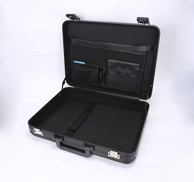 Aluminum Money Briefcase for Cash Metal Case for Men Business Attache Hardside Case Combination TSA Locks with Foam