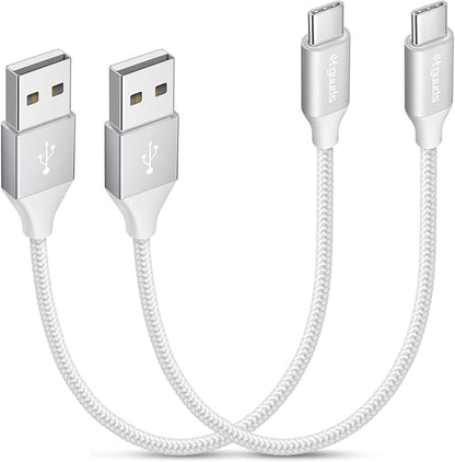 etguuds USB to USB C Cable 1ft, 2-Pack USB A to Type C Charger Cord Fast Charging for Samsung Galaxy A17 A16 A15 A26 A36 A56, S25 S24 S23 S22 S21 S20 S10 Note 20, for iPhone 17 16 15, Moto, White
