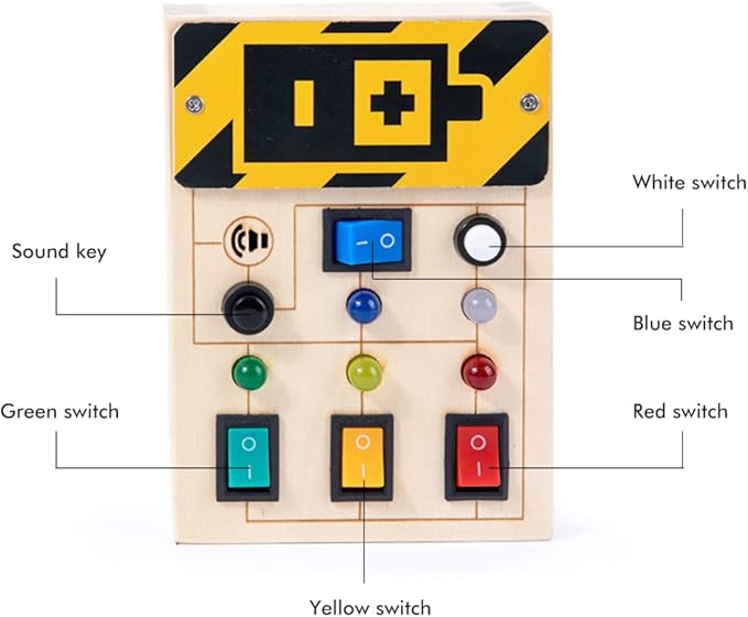 Light Up LED Sensory Busy Board, Learning Toddler Toys Interactive 1 Year Old Gifts Travel Friendly Kids Toys for Trips and Daily Play