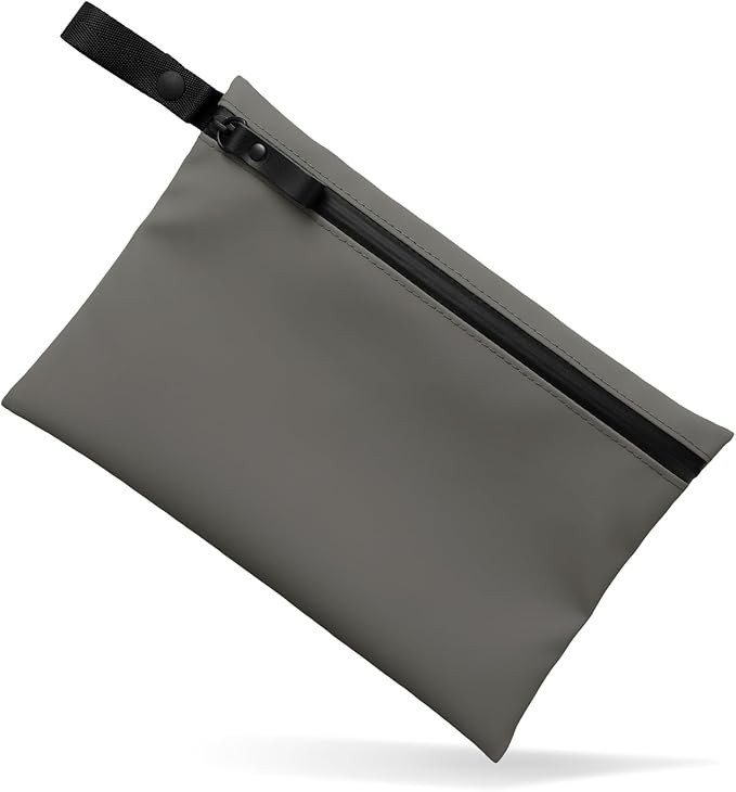 Water-Resistant Zipper Pouch, Made in Japan, 0.9ounces, Compact Tech Organizer for Cords, Cables and Daily Essentials, Multipurpose Bag, Travel Accessories and Toiletries, TOFTPOUCH, Medium size, Gray