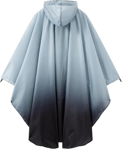 Hooded Rain Ponchos for Adult - Rain Coat and Rain Jacket with Waterproof Pocket and Zipper