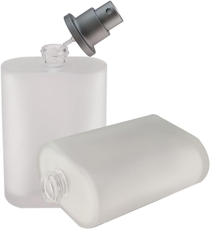 3 PCS 100ml Empty Frosted Glass Spray Bottle Perfume Atomizer Refillable Spray Refillable Fine Mist Spray, Liquid Perfume Refillable Glass Bottle with Lid, 3.38oz (Pack of 3)