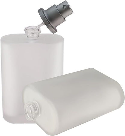 3 PCS 100ml Empty Frosted Glass Spray Bottle Perfume Atomizer Refillable Spray Refillable Fine Mist Spray, Liquid Perfume Refillable Glass Bottle with Lid, 3.38oz (Pack of 3)