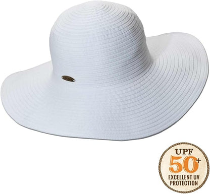 Panama Jack Women's Ribbon Floppy Packable Sun Hat, 4" Big Brim