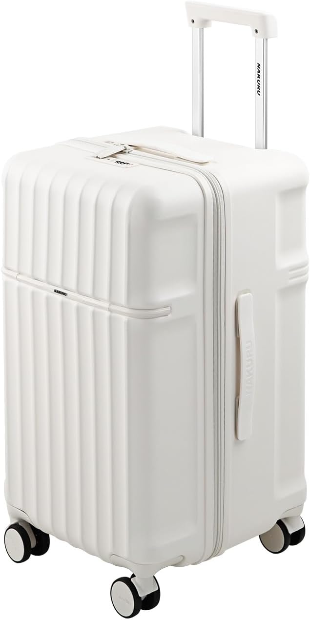 20 Inch Hardside Carry-On Luggage with Spinner Wheels, TSA Lock, Double Zippers, Thick PC Shell, Lightweight Travel Suitcase for Business, Weekend, and International Trips(White)