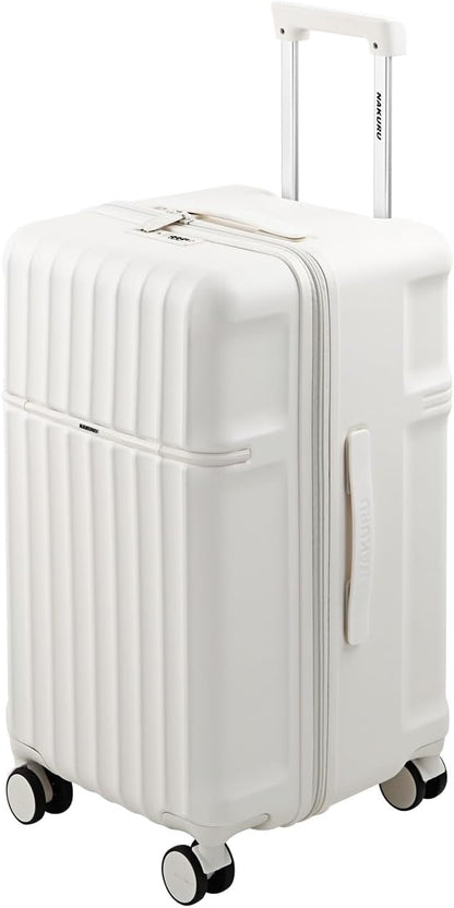 20 Inch Hardside Carry-On Luggage with Spinner Wheels, TSA Lock, Double Zippers, Thick PC Shell, Lightweight Travel Suitcase for Business, Weekend, and International Trips(White)