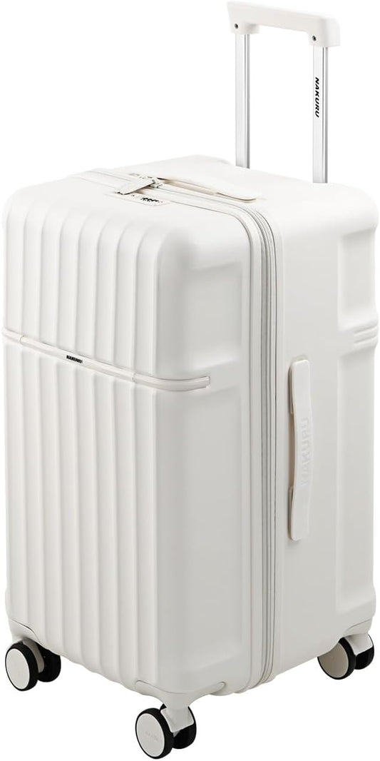 20 Inch Hardside Carry-On Luggage with Spinner Wheels, TSA Lock, Double Zippers, Thick PC Shell, Lightweight Travel Suitcase for Business, Weekend, and International Trips(White)