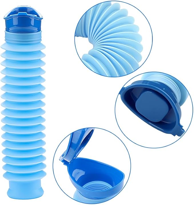 Portable Urinals for Men/Kids,Collapsible Travel Pee Bottles Female,750ML Adjustable Toilets for Toddler Boys,Women,Disabled Person Disabled Traffic Jam and Camping,Blue Set of 2