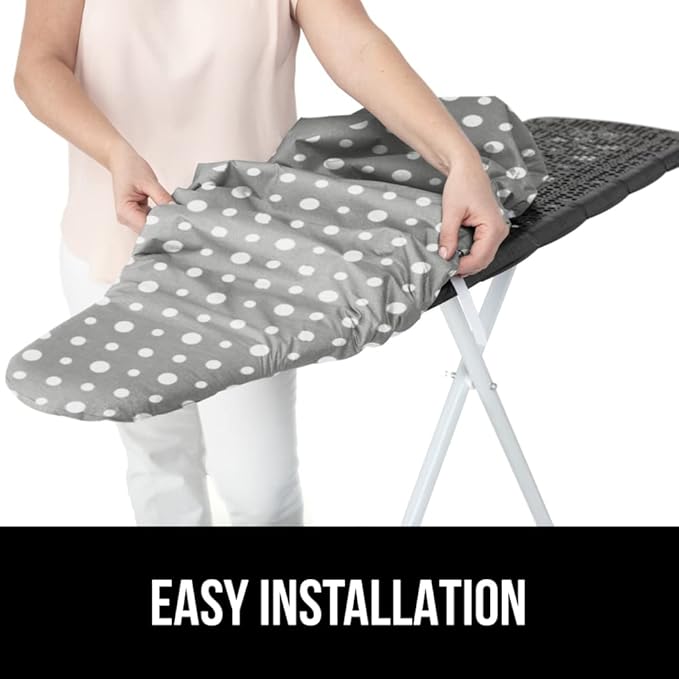 GORILLA GRIP The Original Ironing Board Cover and Pad, Silicone Coating, Thick Scorch Resistant Padding, Heavy Duty Iron Covers Standard Boards, Hook and Loop Fastener Strap, Dots, 15x54