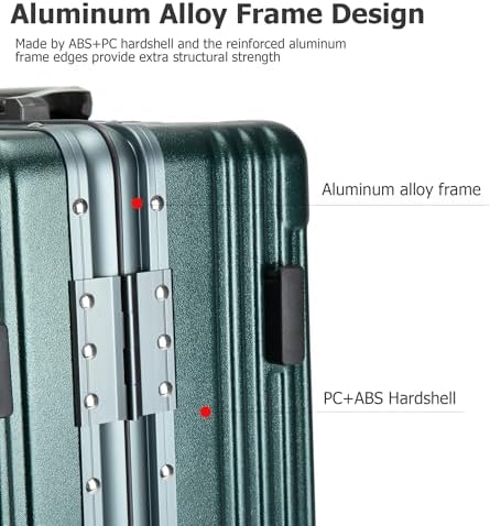 feilario 20in Aluminium Frame Zipperless PC Hard Shell Spinner Wheels Luggage, Built-In TSA lock Carry on Suitcase, with Cup Holder, USB Port, Phone Holder