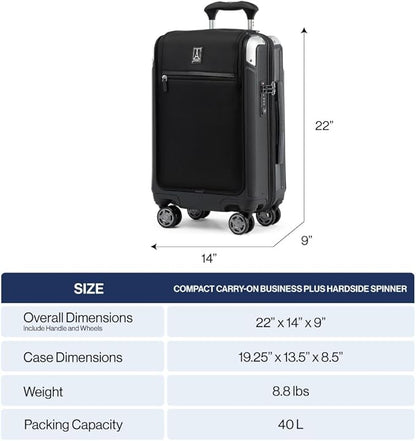 Travelpro Platinum Elite Hardside Expandable Carry on Luggage, 8 Wheel Spinner, TSA Lock, Hard Shell Polycarbonate Suitcase, Vintage Grey, Compact Carry on Laptop Pocket 20-Inch