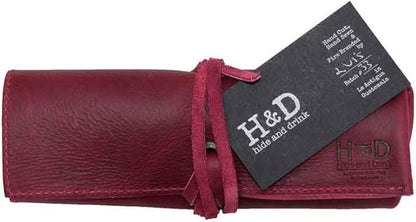 Hide & Drink, Leather Watch Roll Organizer Handmade from Full Grain Leather, Holds Up to 4 Watches, Easy Carry On Watchlover Storage (Sangria)