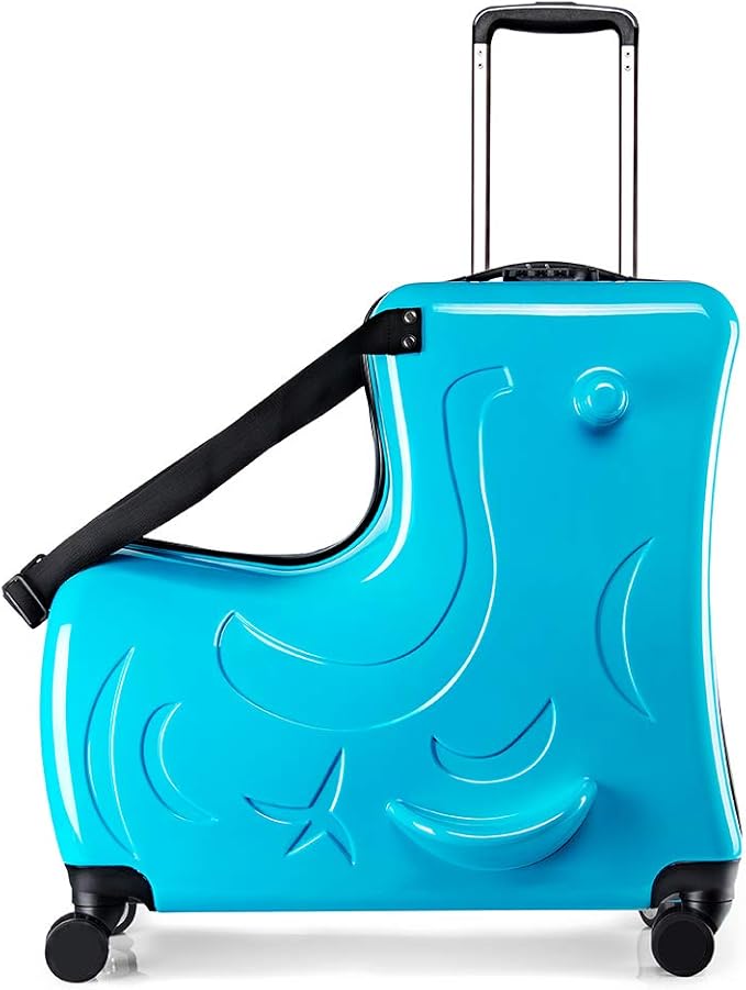 N-A Kids Ride On Suitcase with Wheels, Scooter Luggage for Toddlers Travel, Durable Children's Suitcase for Boys & Girls Ages 2-17 Years