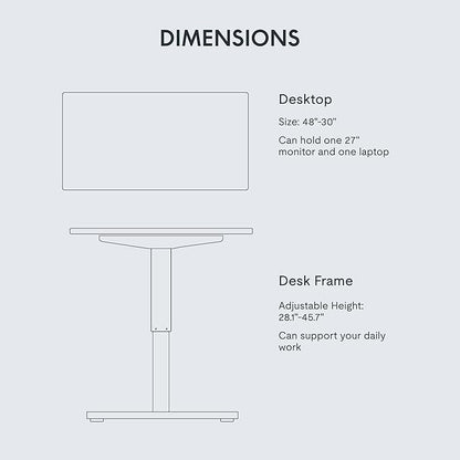 FLEXISPOT EN1 One-Piece Standing Desk with 1-Inch Thick Desktop, 48"x30" Electric Height Adjustable Desk for Home Office & Multi-Device Workstations, White