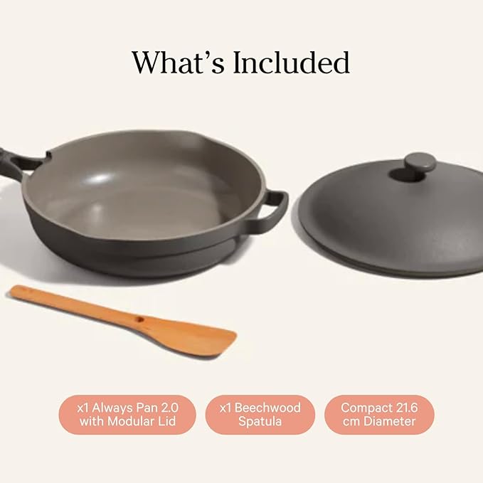 Our Place Mini Always Pan | 8.5" Ceramic Pan with Modular Lid & Beechwood Spatula | Patented 10-in-1 Nonstick, Non-Toxic Cookware Made Without PFAS | Induction & Oven-Safe up to 450°F | Char