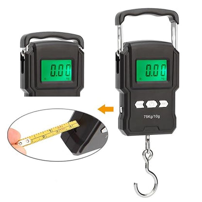 Digital Luggage Scale Handheld ABS Portable Weighing Balance with Metal Handle and Backlit LCD Display for Travel Suitcases and Fishing Black