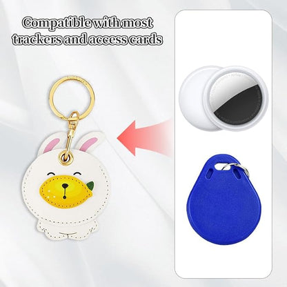 Leather Keychain Case Holder Compatible with Apple AirTag, GPS Airtag Keychain Finder Tracker with Key Ring, Anti-Scratch Protective Air Tag Cover
