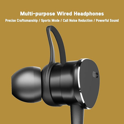Multi-Purpose In-Ear Wired Headphones Deep Bass - Noise-Canceling Clear Calls, Sports Mode,Wired Earbuds with Mic Noise Reduction Compatible with iPhone 17 16 15, Android, Tablets (USB C+3.5MM plug)