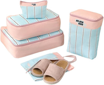 5-Piece Travel Packing Cube Set Luggage Organizer Bags for Clothes Shoes & Toiletries - Waterproof Durable Stylish Suitcase Organization (Pink)