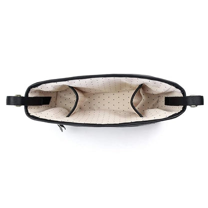 Itzy Ritzy Adjustable Stroller Caddy / Organizer - Stroller Organizer Bag Featuring Front Zippered Pocket, 2 Built-In Interior Pockets & Straps to Fit Nearly Any Model (Black with Gold Hardware)