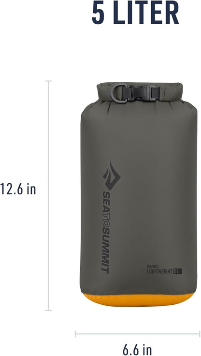 Sea to Summit eVac Dry Bag, Roll-Top Compression Sack, 5 Liter, Beluga Black