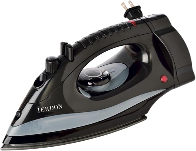 Jerdon Hotel Iron with Retractable Cord - Mid-Size, Black Clothing Iron - Dual Auto Shut-Off - 7-Foot Retractable Cord - 1200 Watts - J913B