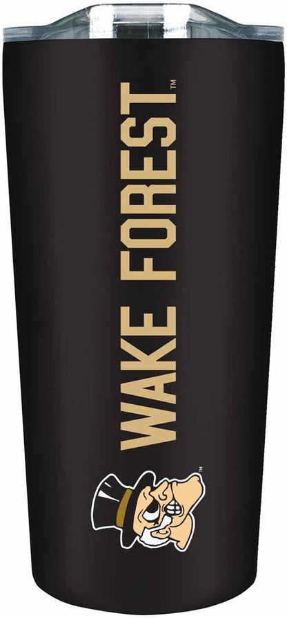 Campus Colors NCAA Stainless Steel Tumbler perfect for Gameday - 18 oz - Double Walled - Keeps Drinks Perfectly Insulated (Wake Forest Demon Deacons - Black)