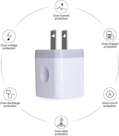 USB Plug, USB Wall Charger 3 Pack, GiGreen Dual Port Electrical Plug Wall Outlet Charger Cube 5V 2.1A Charging Block Compatible iPhone 16 15 14 13 12 11 X,Samsung S25 S24 S23 S20 S10 S9 Note20,LG,Moto