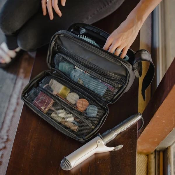 Gravel Hanging Toiletry Bag for Men and Women - Comes in 3 Sizes, Water-Resistant, Durable, Compact, Dopp Kit Travel Toiletry bag (Black, Max)