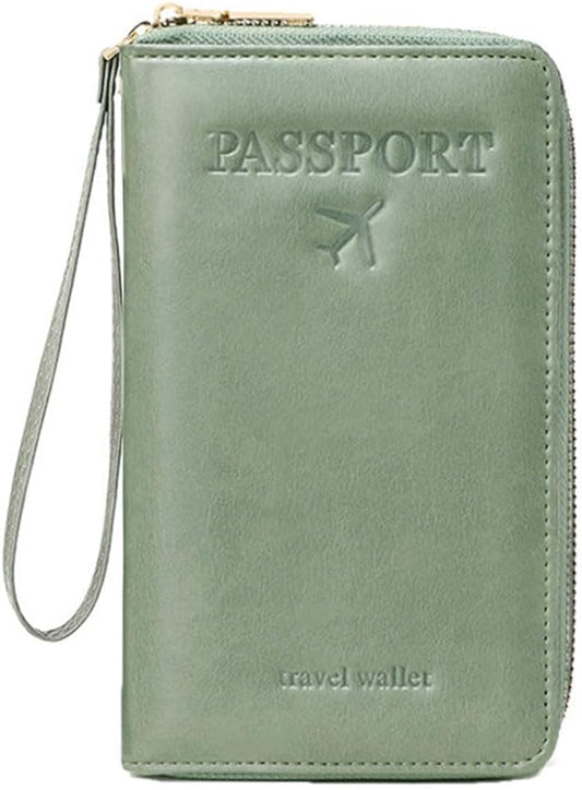 Passport Holder for Travel Women and Men RFID Passport Holder with Card Slots Holder Passport Case Passport cover Passport Wallet Travel Essentials and Accessories (Zipper, Olive Green Zipper)