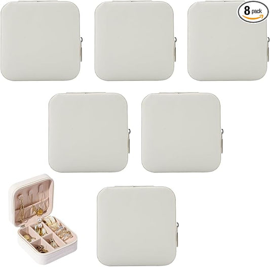 Bridesmaid Proposal Gifts Travel Jewelry Case Jewelry Travel Organizer Small Bachelorette party Jewelry Box Bridesmaid Gift Boxes Mini Storage Organizer Storage Box (8, White)