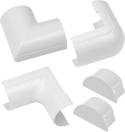 D-Line Large Cable Raceway Accessory Pack, Join 2in x 1in Cord Cover Lengths, 5 Accessories Included, Hide Cords Around a Variety of Angles - White