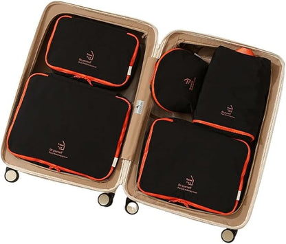 5-Piece Travel Packing Cubes Set for Luggage - Waterproof Organizer Bags for Clothes Shoes & Toiletries - Lightweight & Durable Suitcase Storage System (Black)