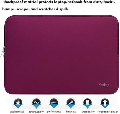 Laptop Sleeve 14 Inch, Resistant Neoprene Laptop Sleeve/Notebook Computer Pocket Case/Tablet Briefcase Carrying Bag for 14 inch HP, Lenovo, Asus Notebook, Ultrabook, Wine Red