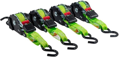 Mytee Products 20 Pack Retractable Ratchet Tie Down Straps w/S Hook - 1,500lb Break Strength Self Retracting Ratchet Straps for Haul Motorcycles, ATVs, Bikes, Trailer Tie-Down