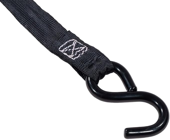 Mytee Products (2 Pack) Auto Retract NO-RATCHETING Ratchet Straps | 1" x 12' Retractable Ratchet Straps with Coated S Hook Tiedowns for Motorcycles, ATVs, Bikes: Tight & Secure Pickup Trailer Tie-Down