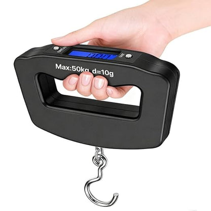 50kg/10g Portable Fishing Scale,Mini Portable Travel Hook Scale,Electronic Hook Scale Luggage Scale with Hook for Travel Fish Weighing Black