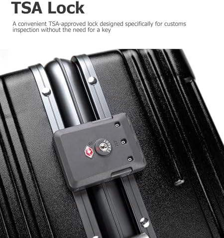 feilario 20in Aluminium Frame Zipperless PC Hard Shell Spinner Wheels Luggage, Built-In TSA lock Carry on Suitcase, with Cup Holder, USB Port, Phone Holder