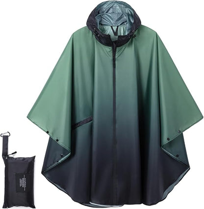 Fashion Hooded Rain Poncho Waterproof Raincoat Jacket with pocket for Women/Men/Adult