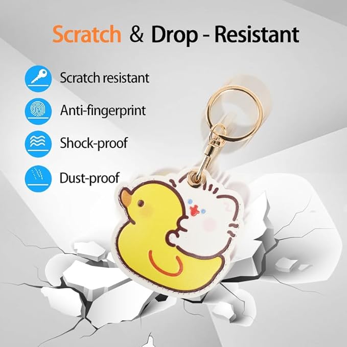 Leather Keychain Case Holder Compatible with Apple AirTag, GPS Airtag Keychain Finder Tracker with Key Ring, Anti-Scratch Protective Air Tag Cover