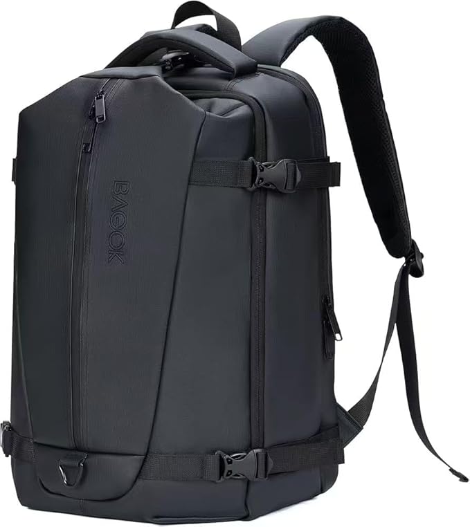 Travel Backpack for Men and Women, Flight-Approved Carry-On Backpack with Laptop Compartment; Large-Capacity Personal Item for Business, Work, School, or Weekend Trips (Black).
