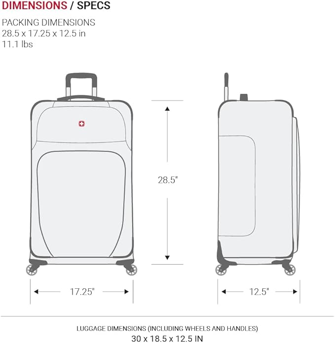 SwissGear Sion Softside Expandable Luggage with Spinner Wheels, Evergreen, Checked-Large 29-Inch
