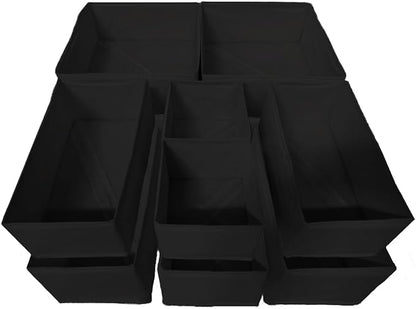 Drawer Organizer,12Pcs Dresser Drawer Organizers Foldable Closet Organization and Storage Dividers for Underwear, Sock, Baby Closet Organizer(Black)