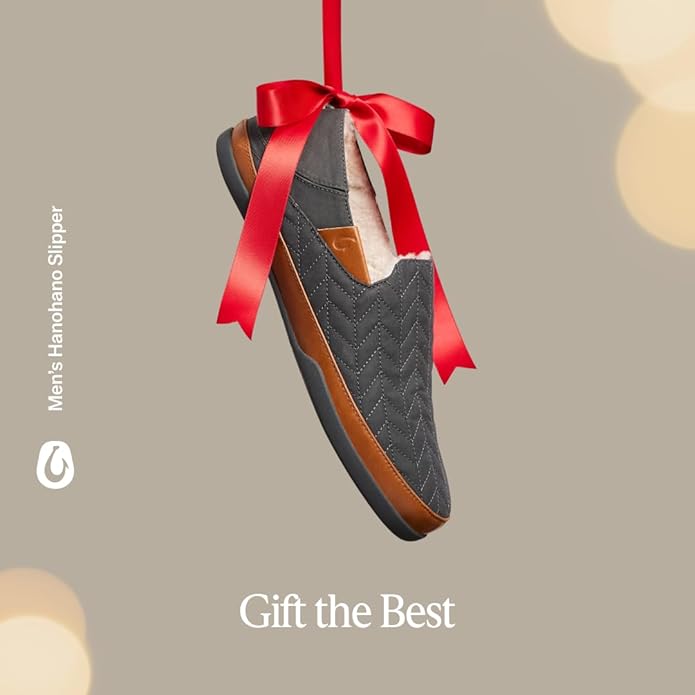 OLUKAI Hanohano Men's Slipper, Weather Resistant Waxed Canvas, Rubber Grip Soles for Inside & Outside Wear, Durable & Comfortable Slip-On
