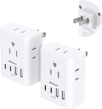 2 Pack US to Japan Plug Adapter, Japan Power Travel Adapter with 4 Outlets 4 USB Ports(2 USB C), Type A Travel Power Converter Plug Adaptor for USA to Japanese China Canada Mexico Philippines Peru