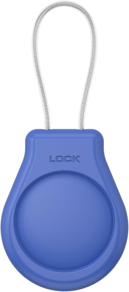 AirTag Holder with Wire Cable Compatible with Apple AirTags, Ultra Durable Anti-Lost Protective Lock Case for Luggage, Key, Backpack (Blue)