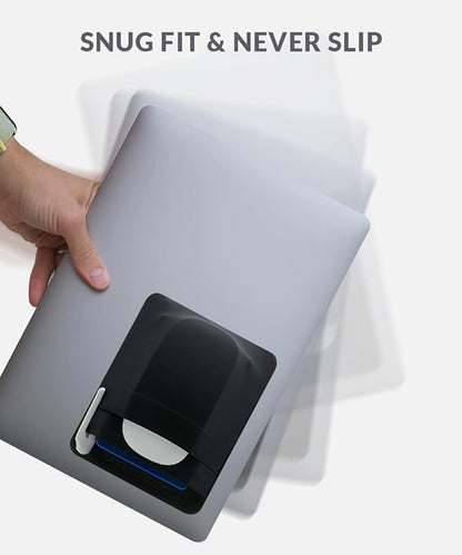 2-Pocket Adhesive Pouch for Laptop, Compatible with External 2.5" HDD, SSD, Magic Mouse, USB Cable and More - Black