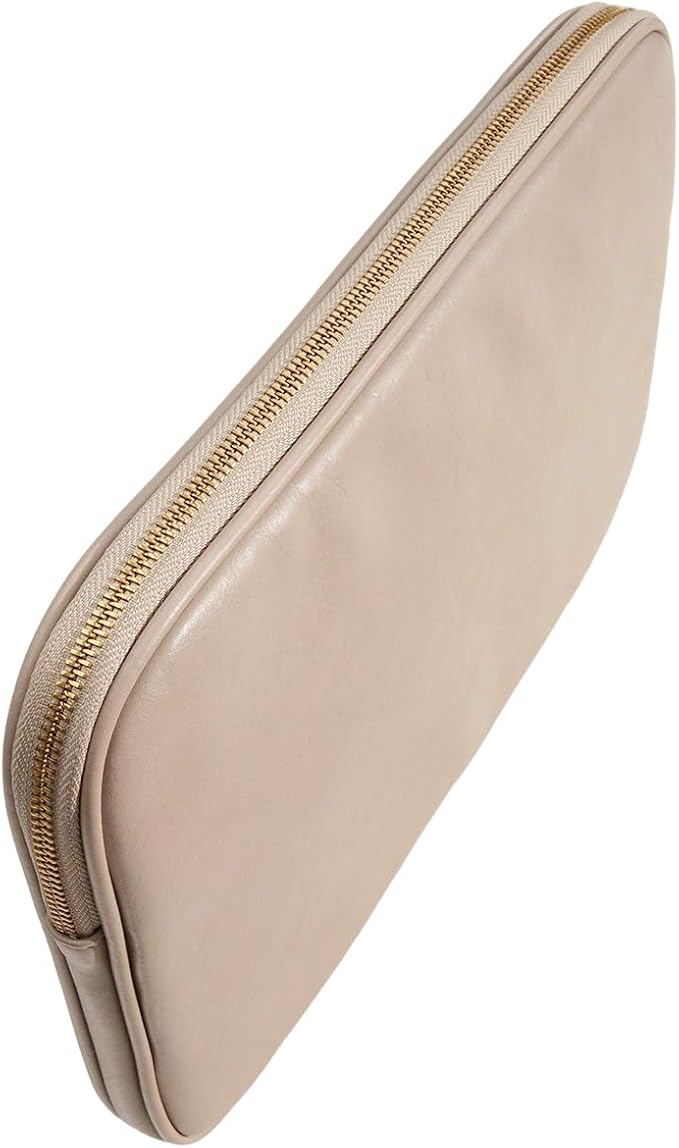 PU Leather Padded Laptop Sleeve Bag 13Inch Compatible with 2024 MacBook Air 13.6 A3113 M3 A2681,New MacBook Pro 13 M2 A2686 with Charger Pouch Color Sand