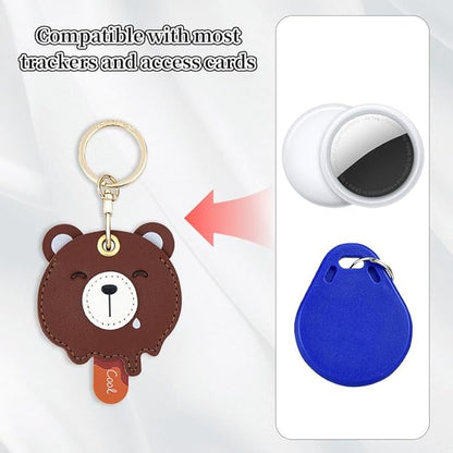 Leather Keychain Case Holder Compatible with Apple AirTag, GPS Airtag Keychain Finder Tracker with Key Ring, Anti-Scratch Protective Air Tag Cover
